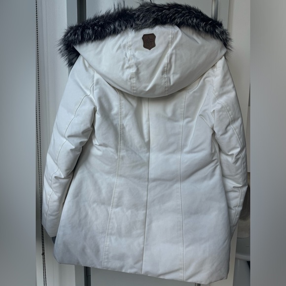 Mackage Adali Jacket With Fur Collar in Off White - Picture 4 of 6